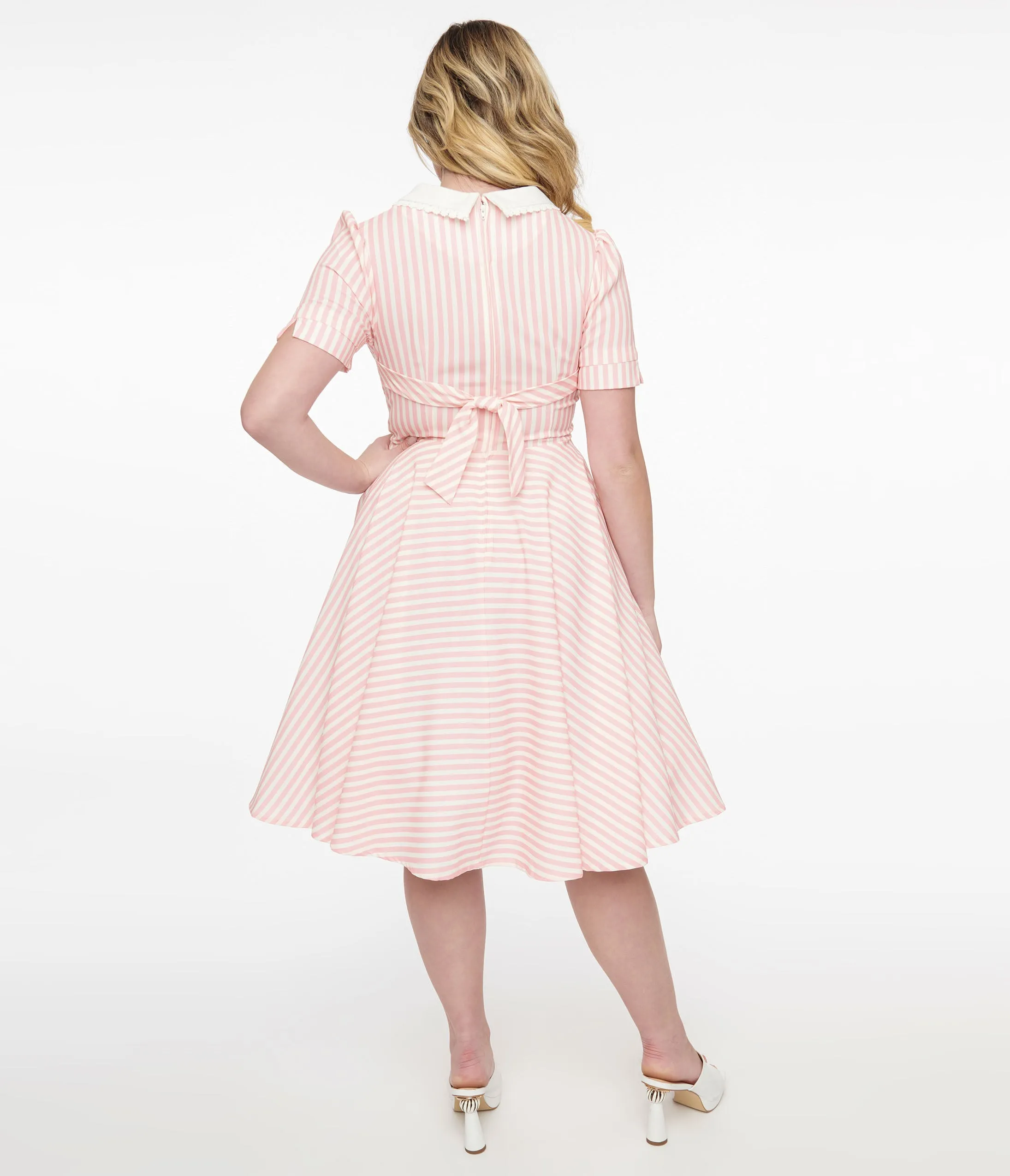 1950s Pink & White Striped Brielle Swing Dress