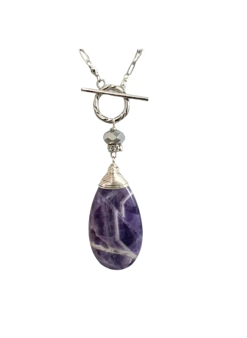 2 Way Amethyst Silver Necklace