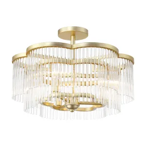 Azura 20" 3 Lights Semi-Flush Mount Brass Finish