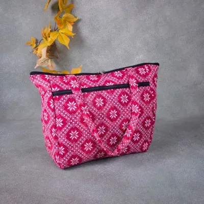 Baby Bag Diaper bag Hospital Bag Red Color with Flower Design.