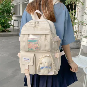 Back to school backpack Cute  Muti-Pocket Nylon Bag Backpacks For Teenage Girls Fashion College Student Back Pack Mochila Feminina