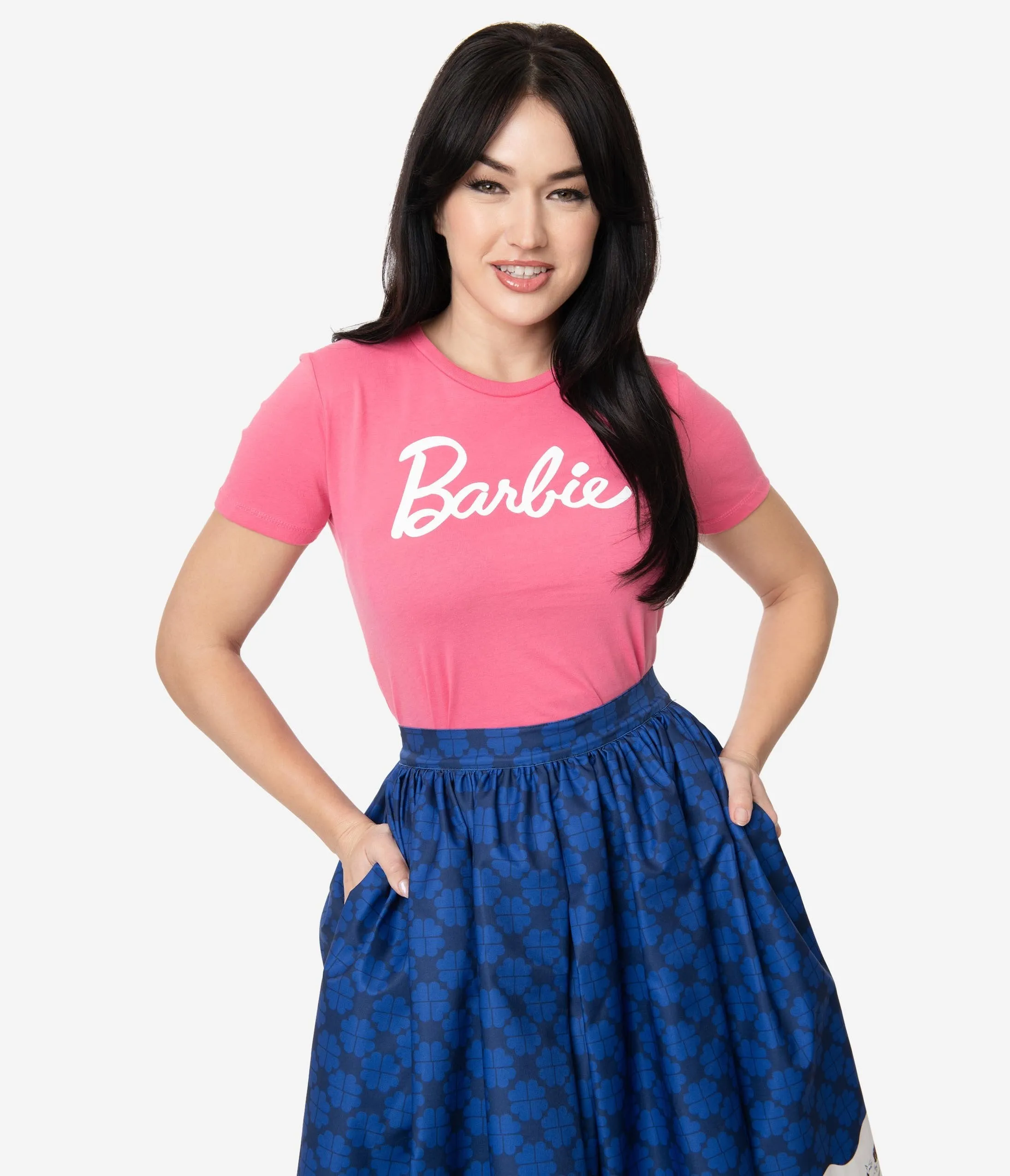 Barbie x Unique Vintage Hot Pink Barbie Logo Womens Tee