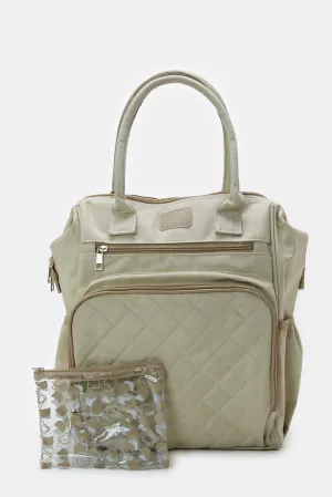 Beige Textured Diaper Backpack