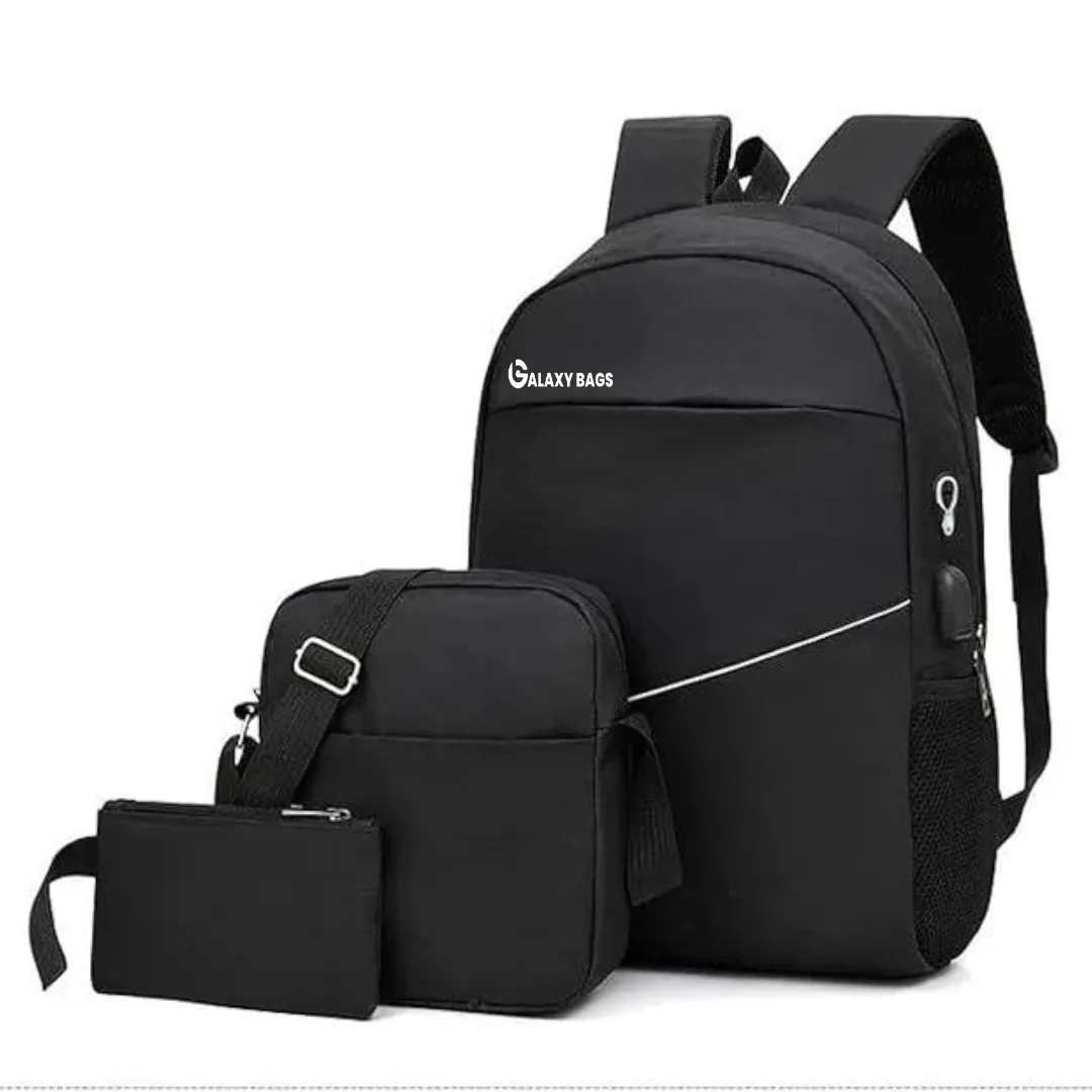 Black 3 in 1 Laptop Backpack For Men & Women Without USB Port 2003