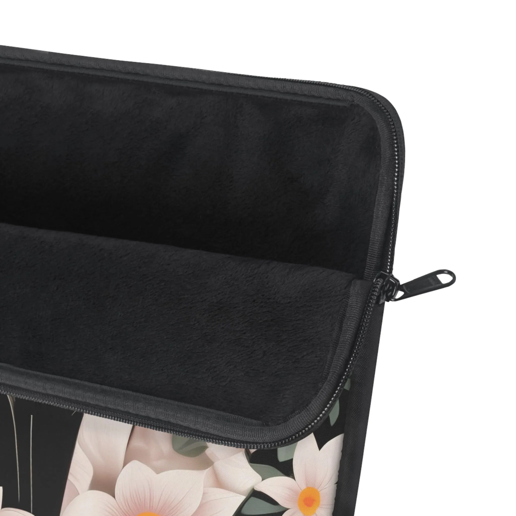 Black Cat with Flowers, Laptop Carrying Case, Top Loading Sleeve for School or Work