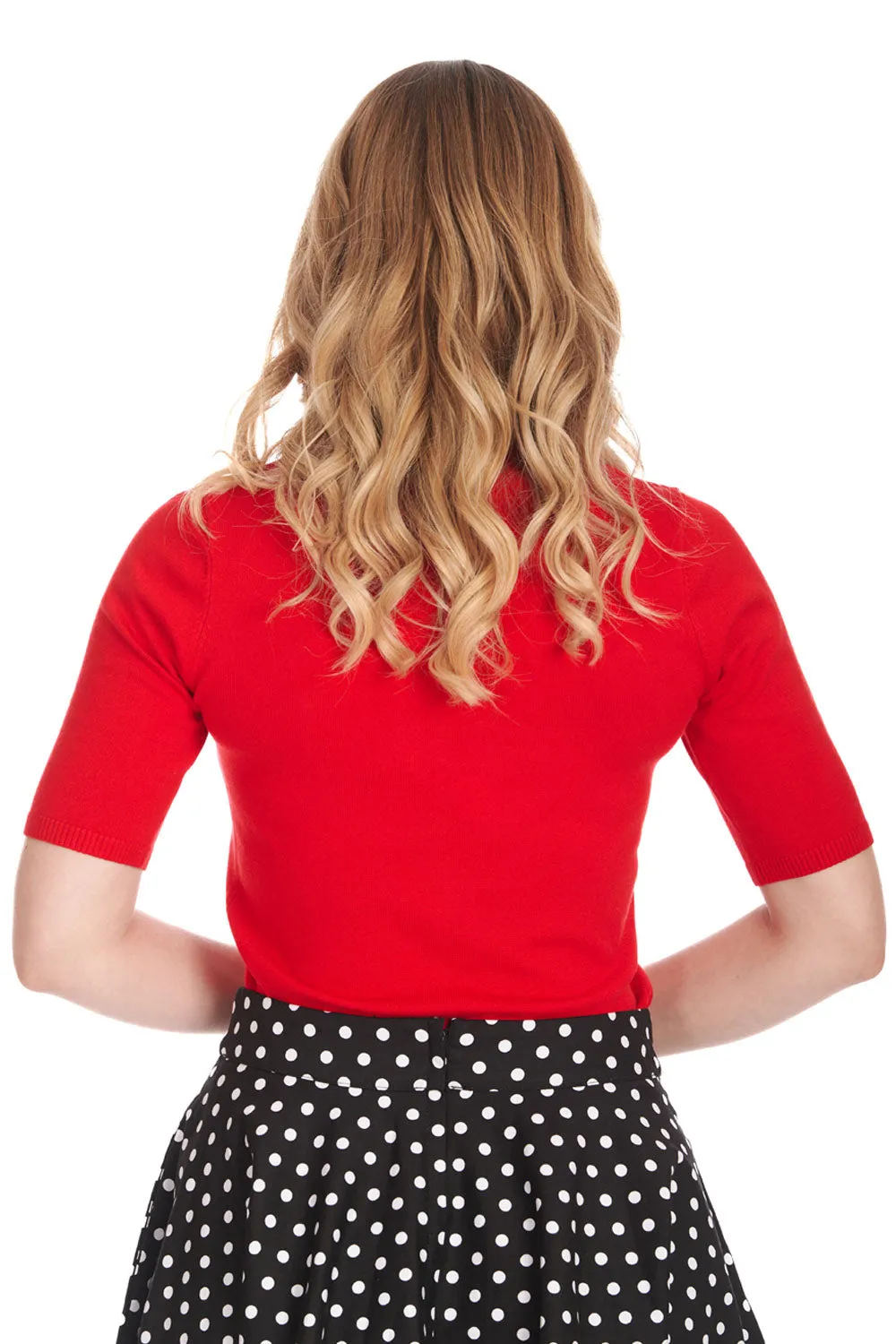 Bow Delight Jumper in Red by Banned