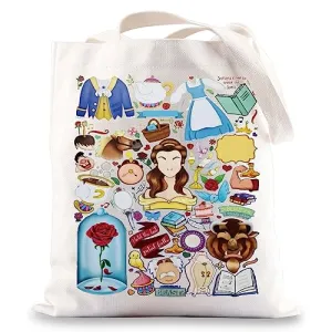 BWWKTOP Fairy Tales Canvas Tote Bag Chip Fans Gifts Fairytale Princess Shoulder Bag For Movie Fans (Beauty is found)