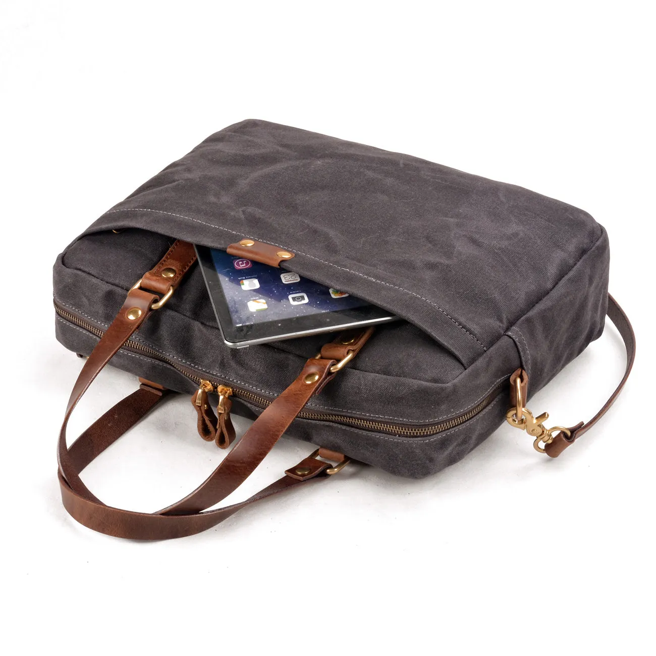 Canvas Briefcase Laptop Bag,Satchels Waxed Canvas For Men-i7bags