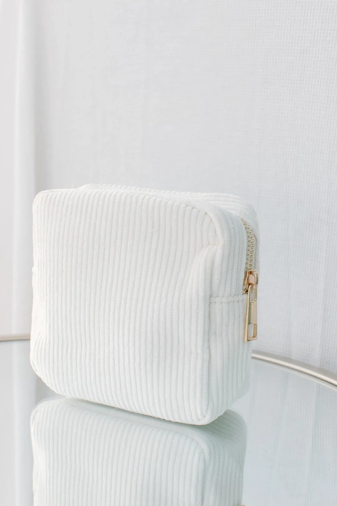 Cream Mini Makeup Bag