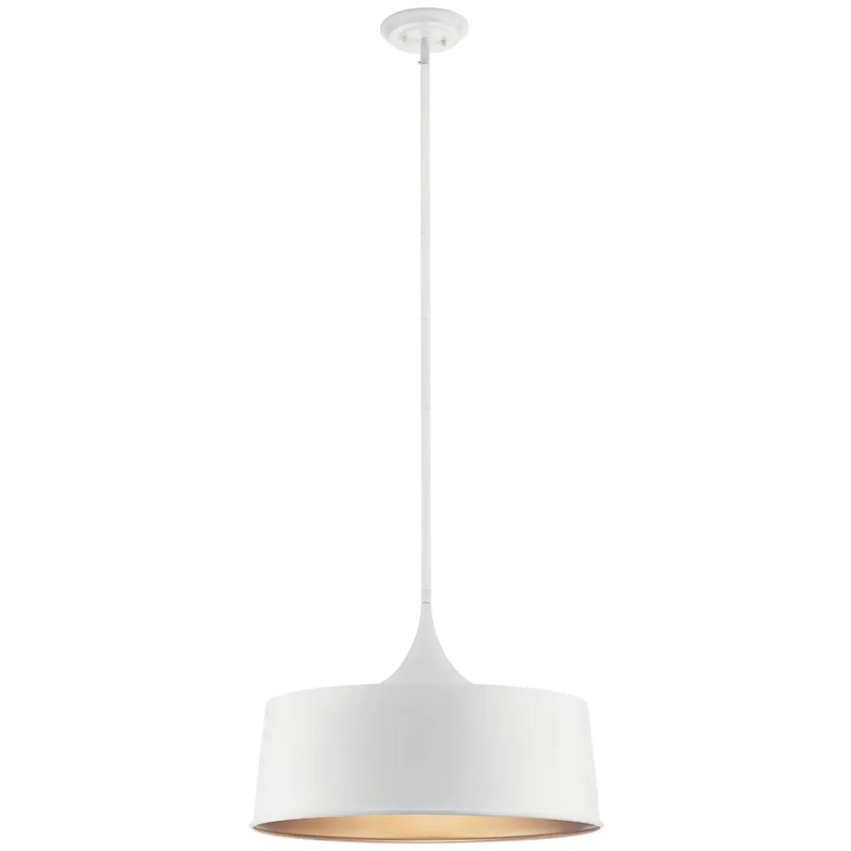 Elias 24" 1-Light Convertible Pendant Light with Metal Dome Shade, White Finish