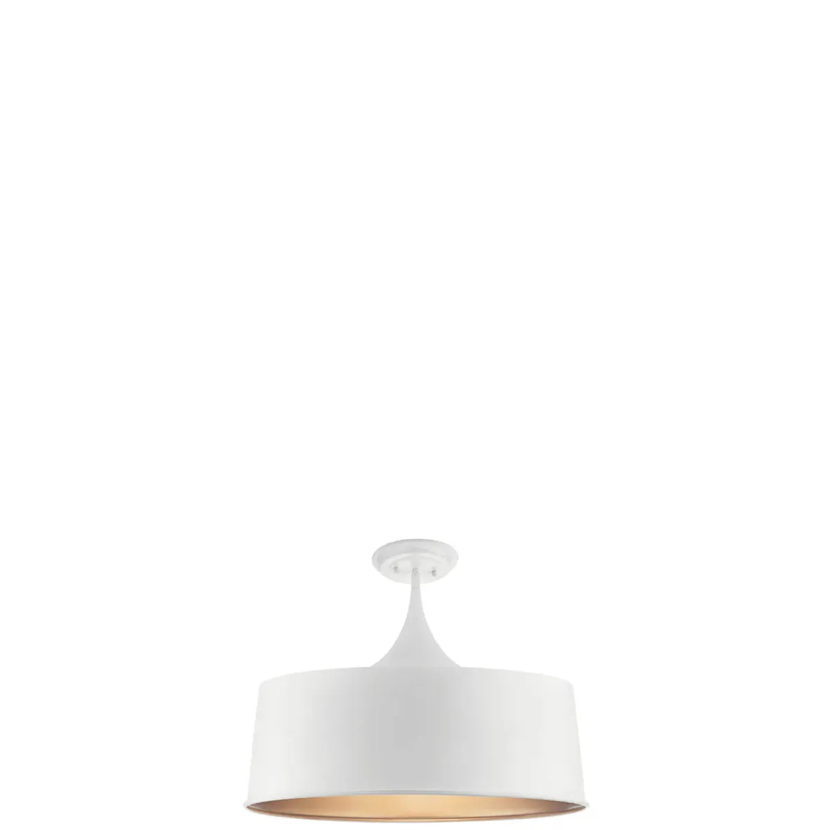 Elias 24" 1-Light Convertible Pendant Light with Metal Dome Shade, White Finish