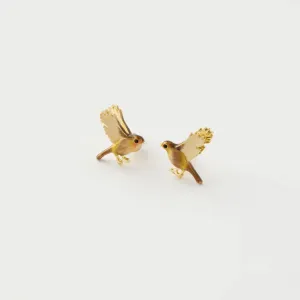 Enamel Flying Robin Stud Earrings