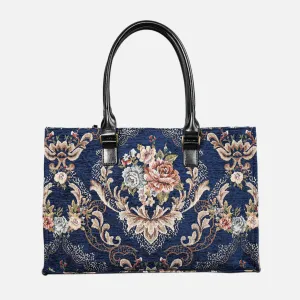 Floral Blue Laptop Work Tote