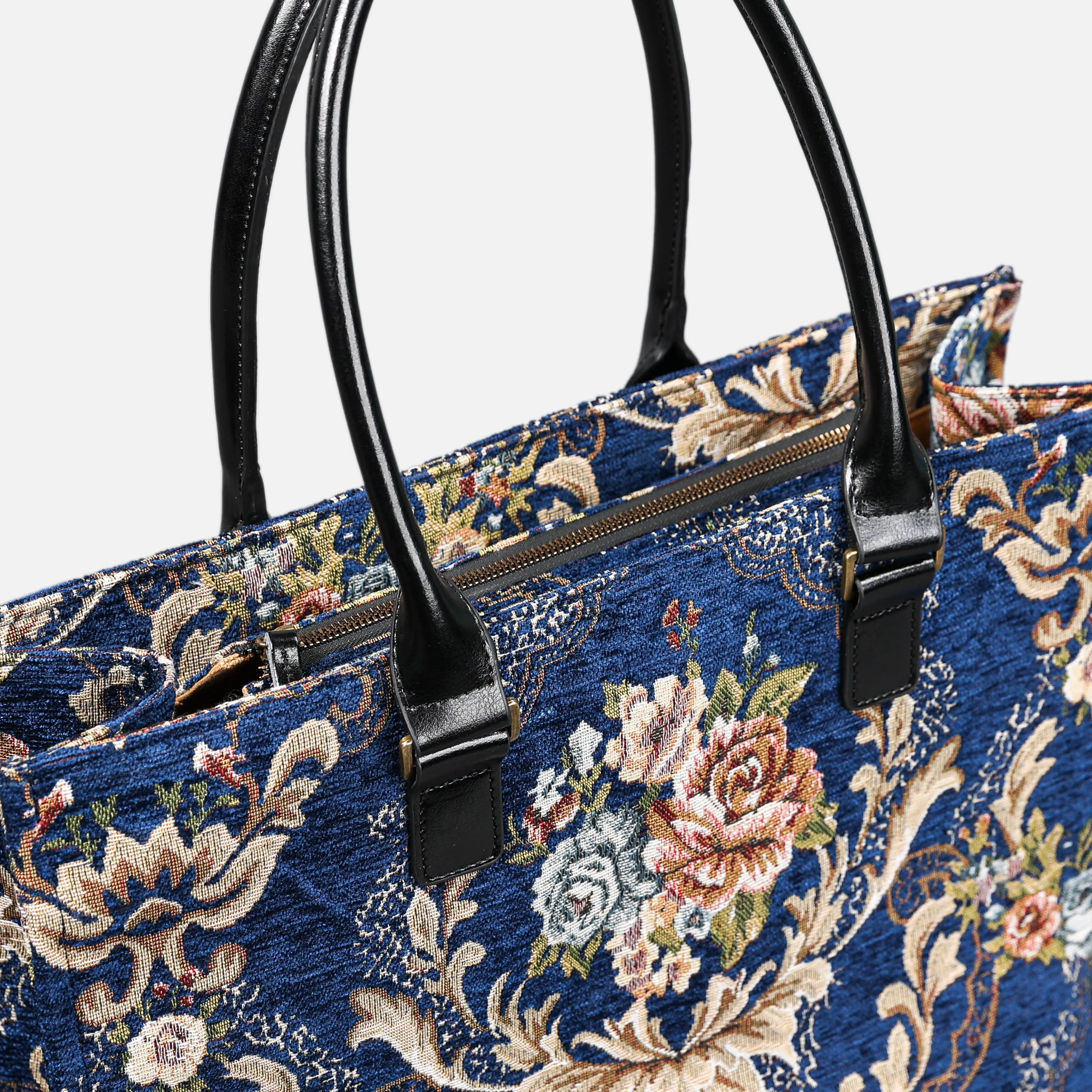 Floral Blue Laptop Work Tote