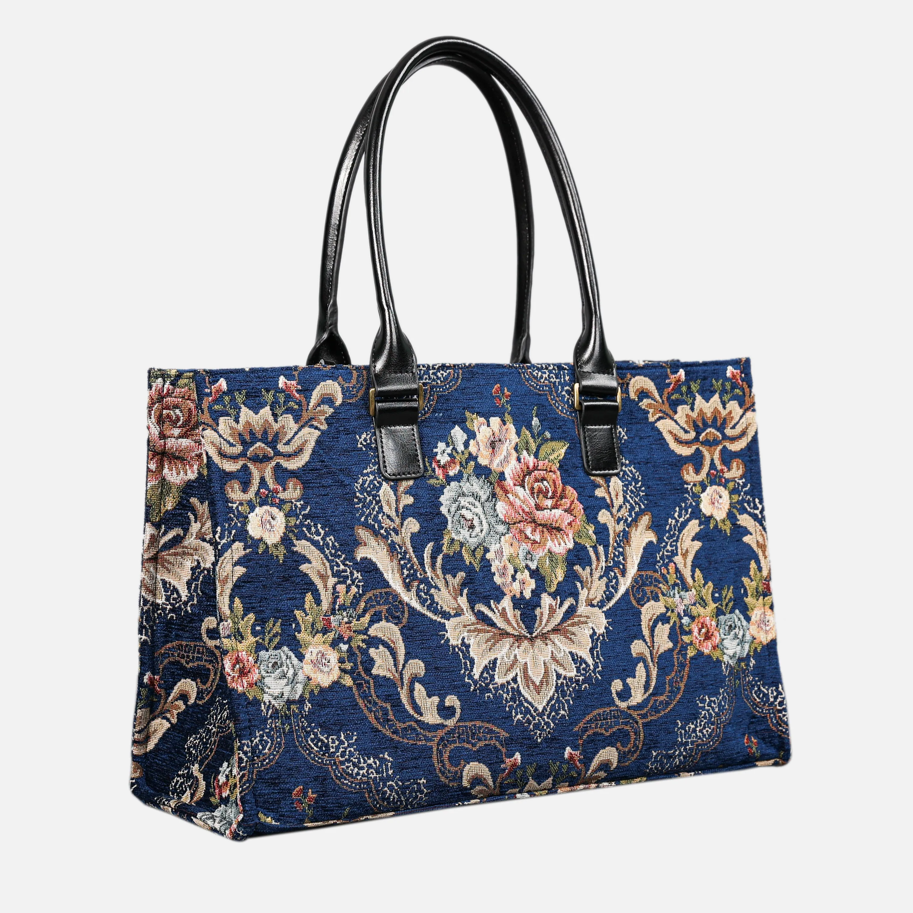 Floral Blue Laptop Work Tote