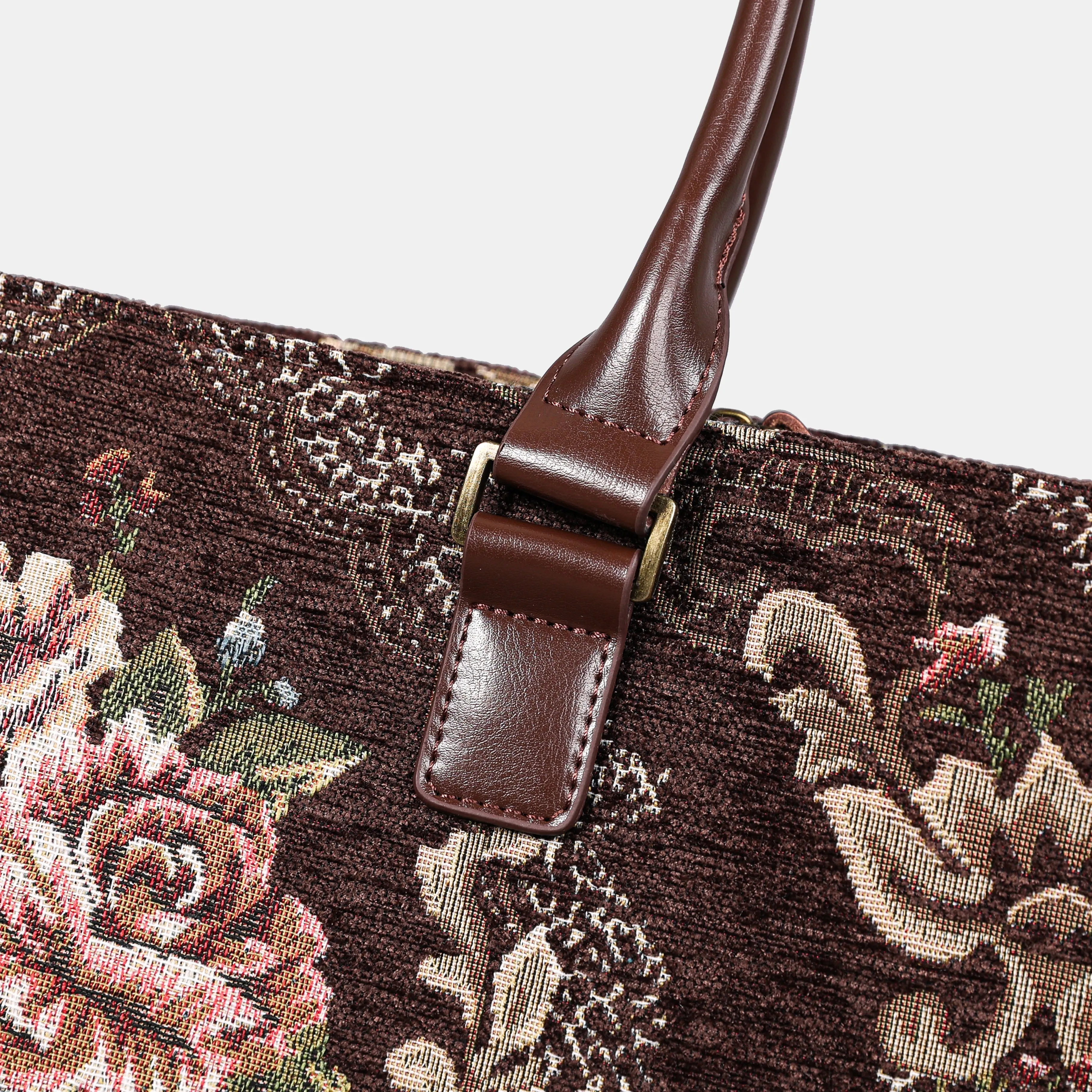 Floral Brown Laptop Work Tote