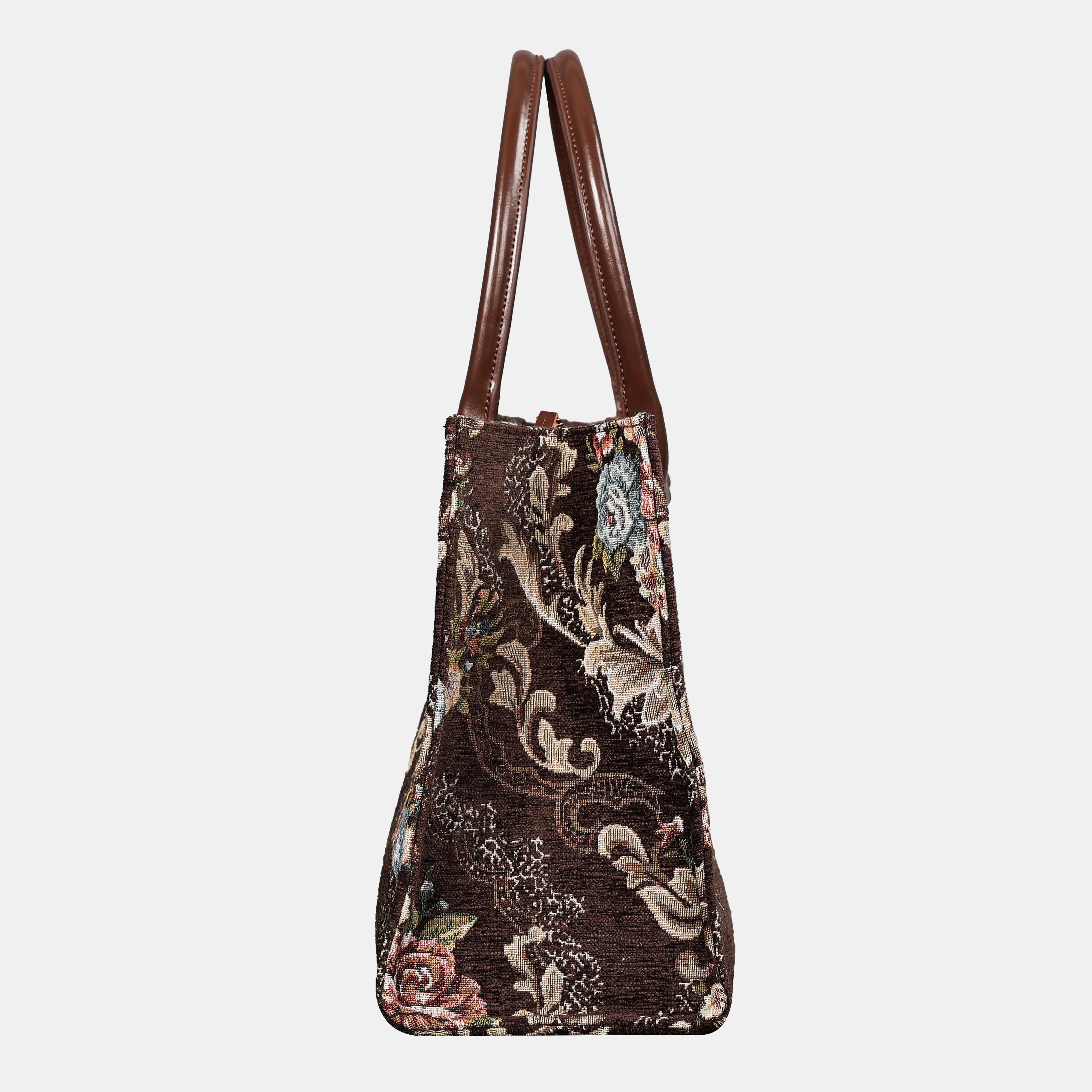 Floral Brown Laptop Work Tote