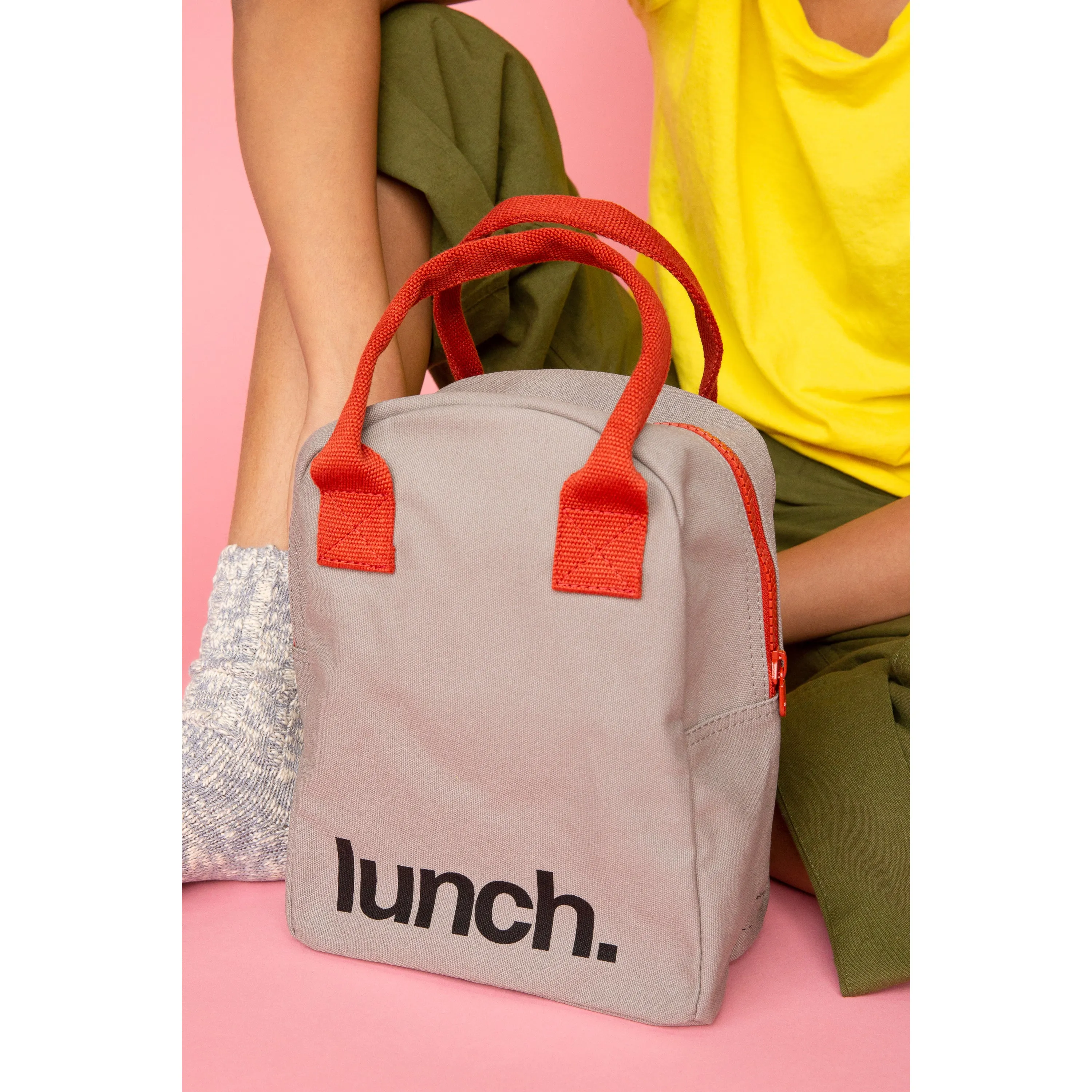 Fluf Zipper Lunch Bag - Mauve/Pink