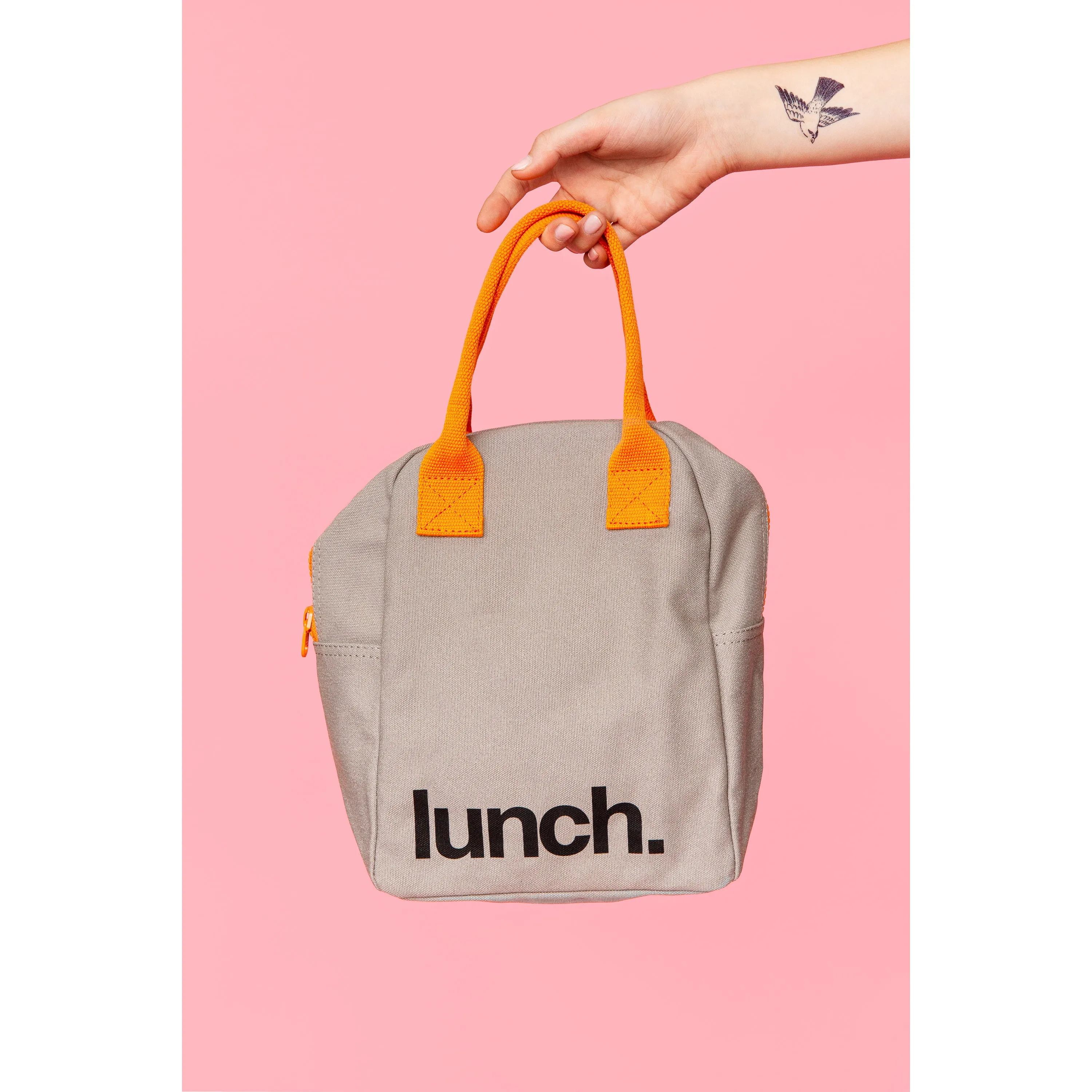 Fluf Zipper Lunch Bag - Mauve/Pink