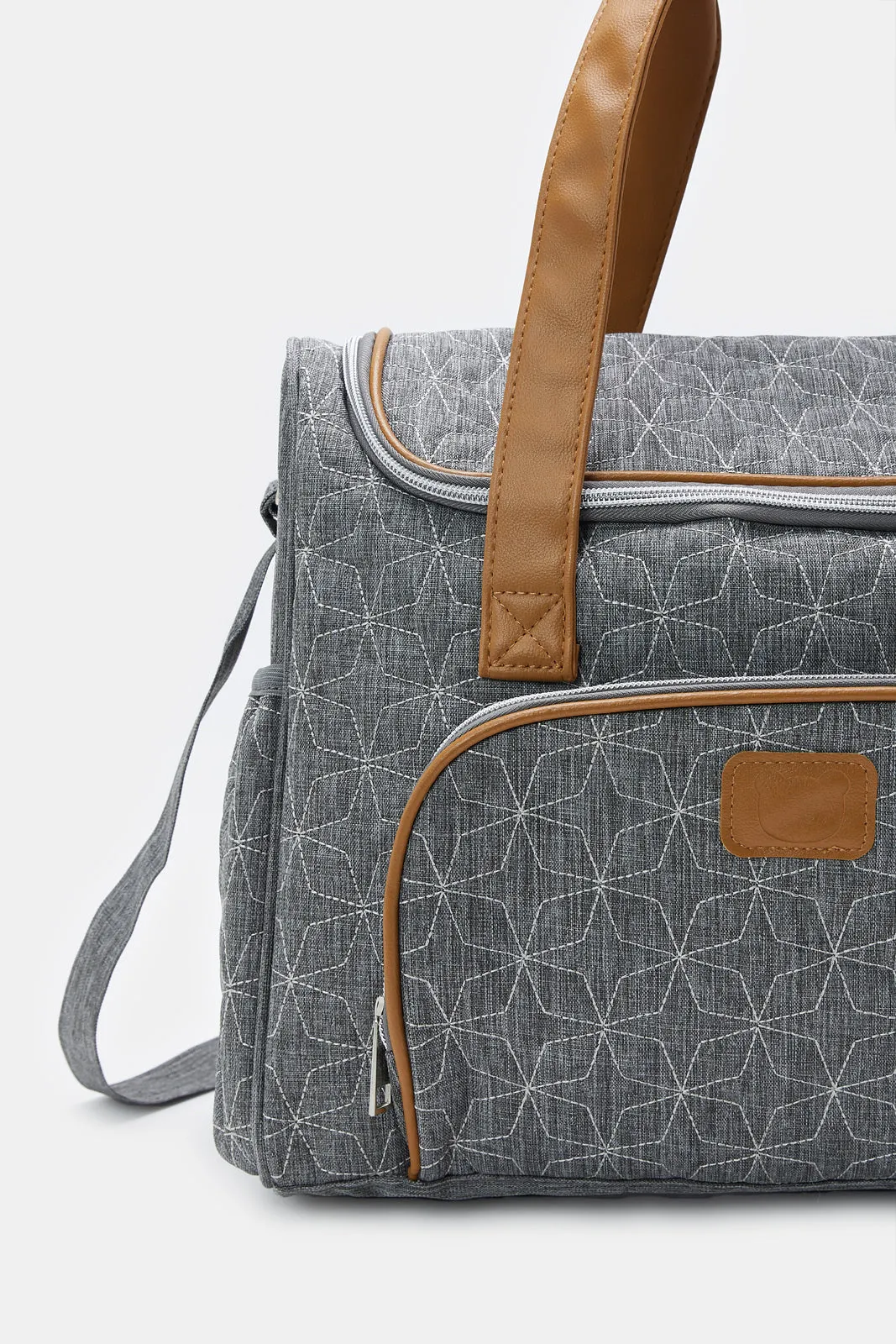 Grey Embellished Diaper Bag