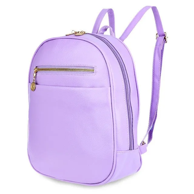 Guapabien 7 Candy Color Women Back Pack Bag Japan Korea Teenage Student School Travel Bagpack Girls PU Leather Small Backpack