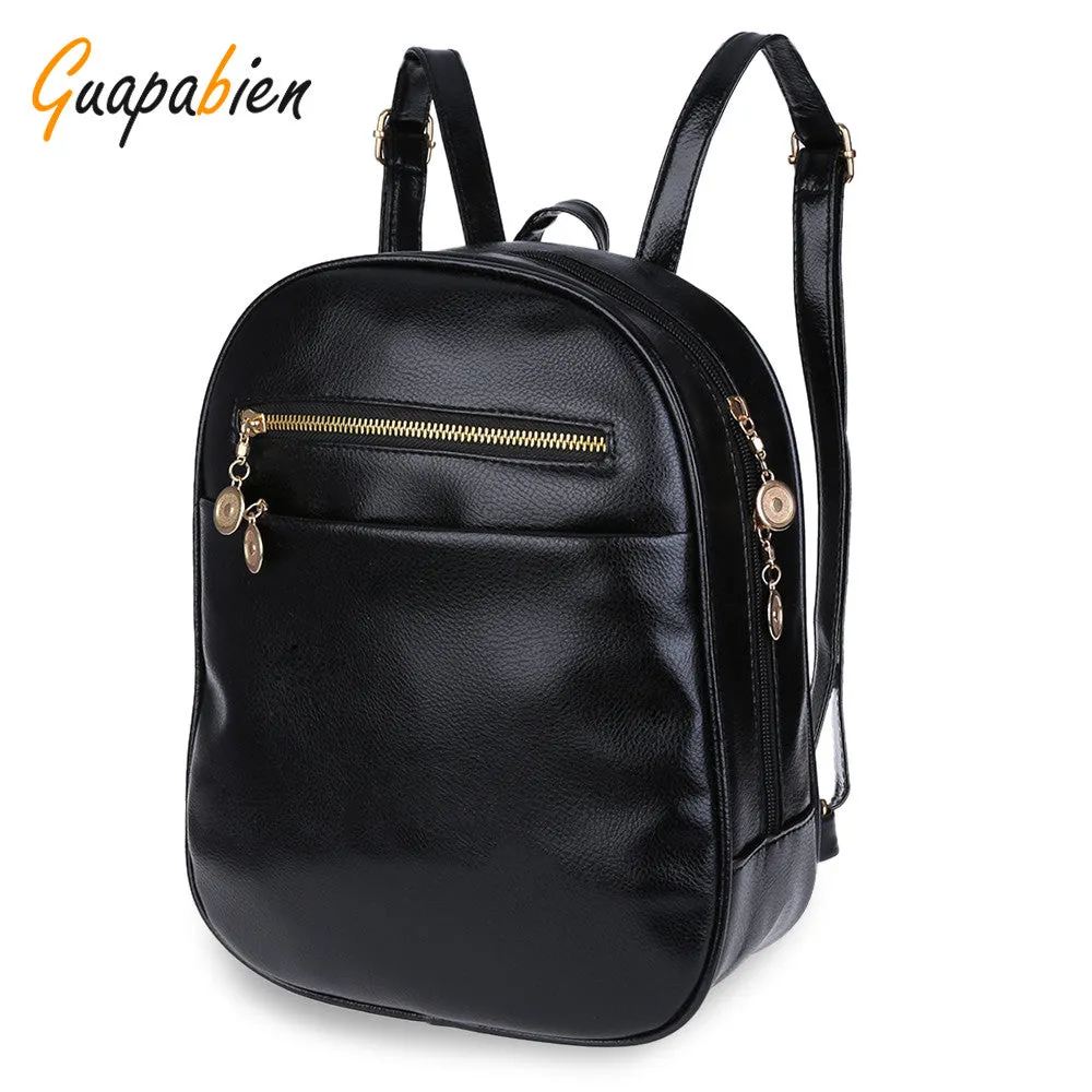 Guapabien 7 Candy Color Women Back Pack Bag Japan Korea Teenage Student School Travel Bagpack Girls PU Leather Small Backpack