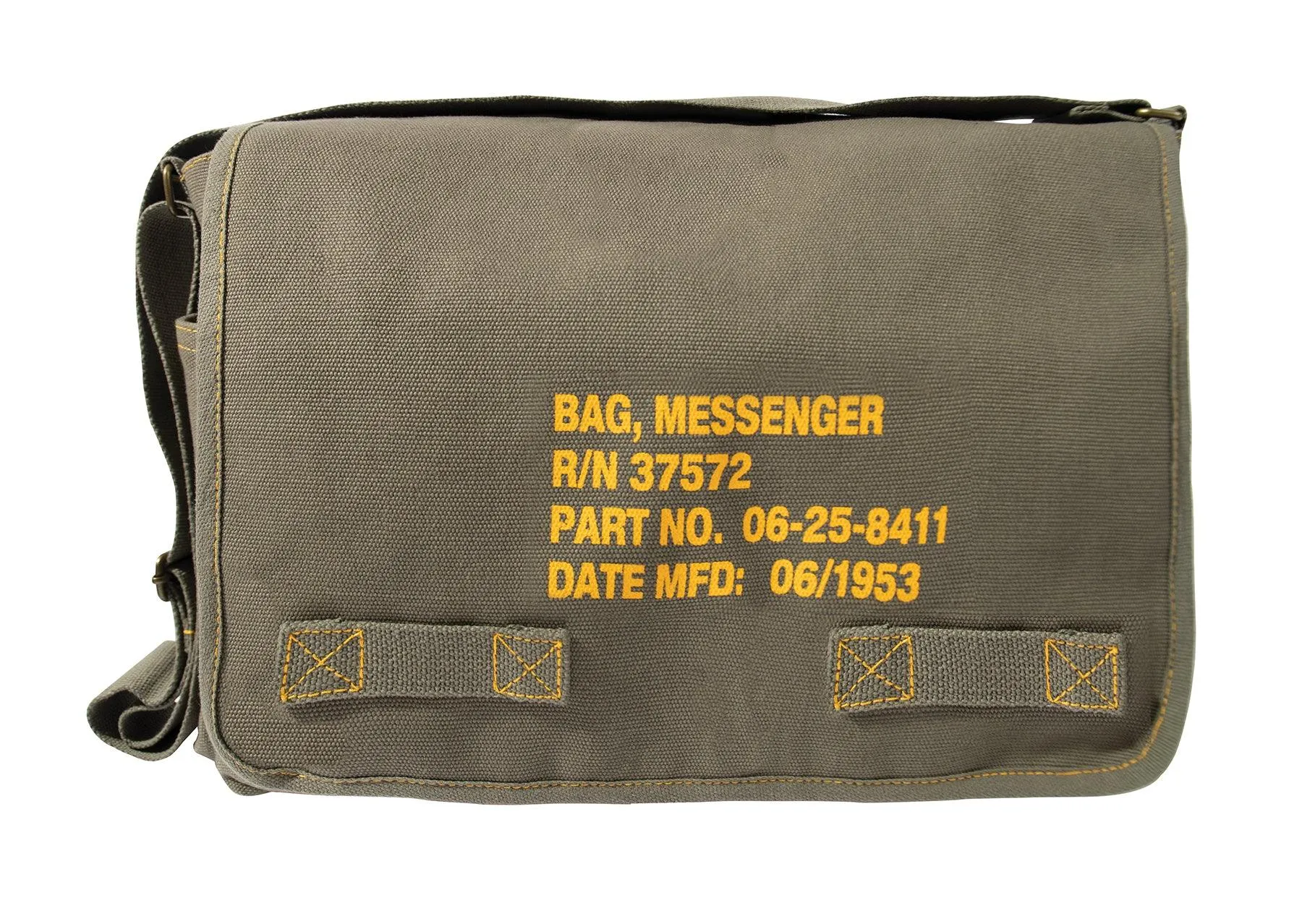 Heavyweight Canvas Classic Messenger Bag With Military Stencil