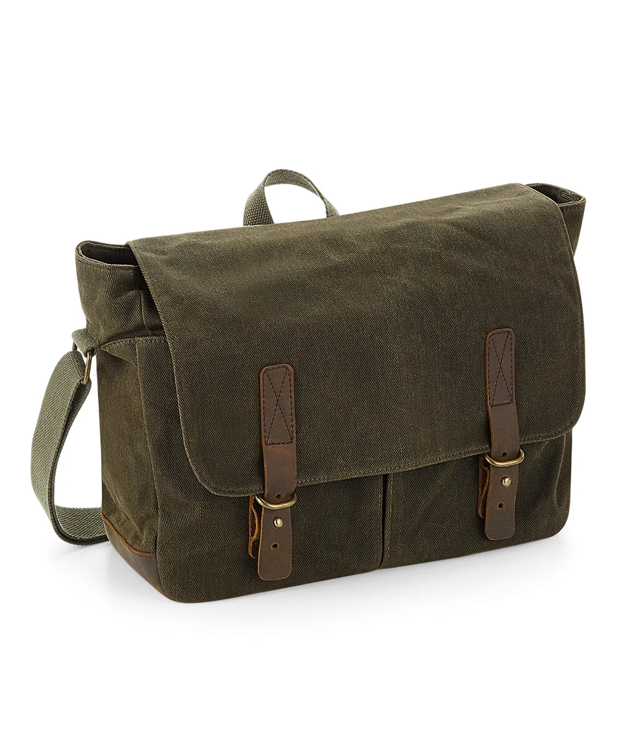 Heritage waxed canvas messenger | Olive Green