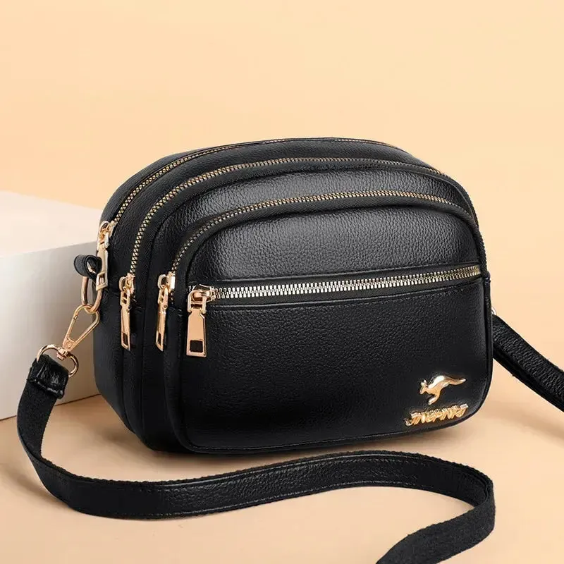 High Quality Soft Leather Purse Fashion Women Shoulder Messenger Bag Multi-pocket Wear-resistant Bag Luxury Ladies Handbag Sac