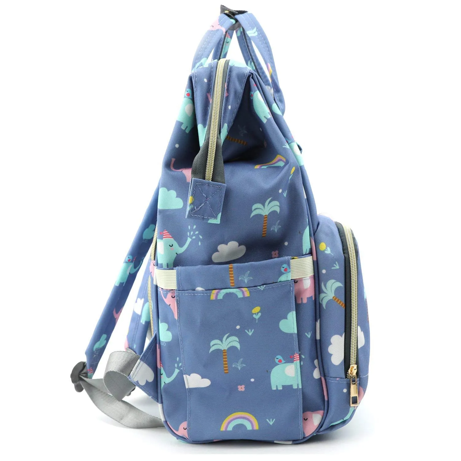 House of Quirk Baby Diaper Bag Maternity Backpack (Blue Elephant Printed)