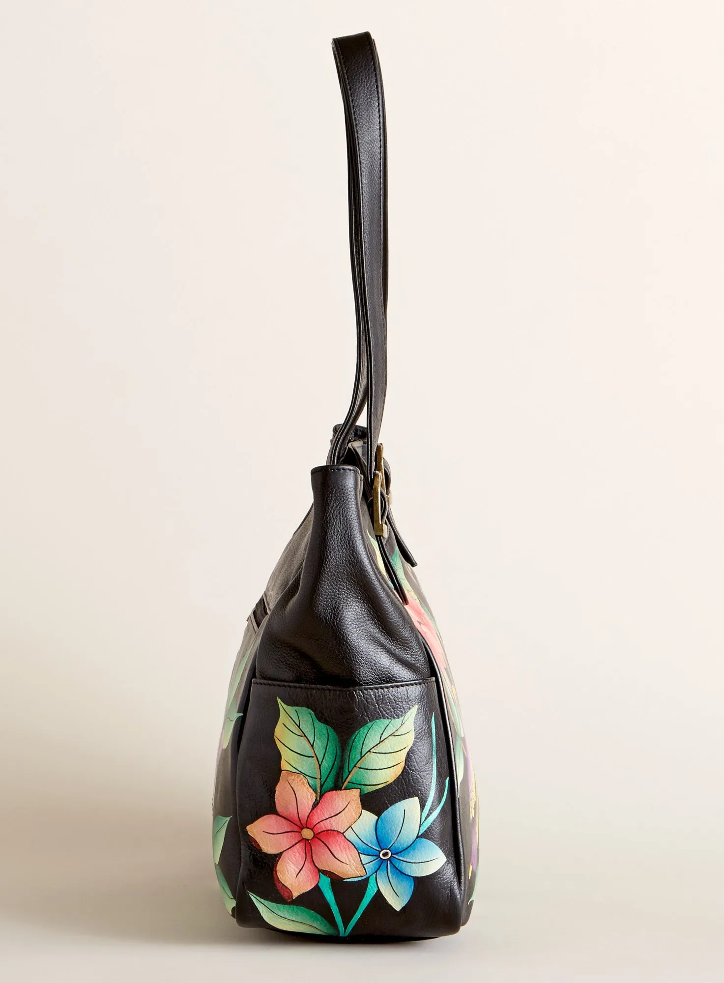 Hummingbirds at Night Hand-Painted Shoulder Bag