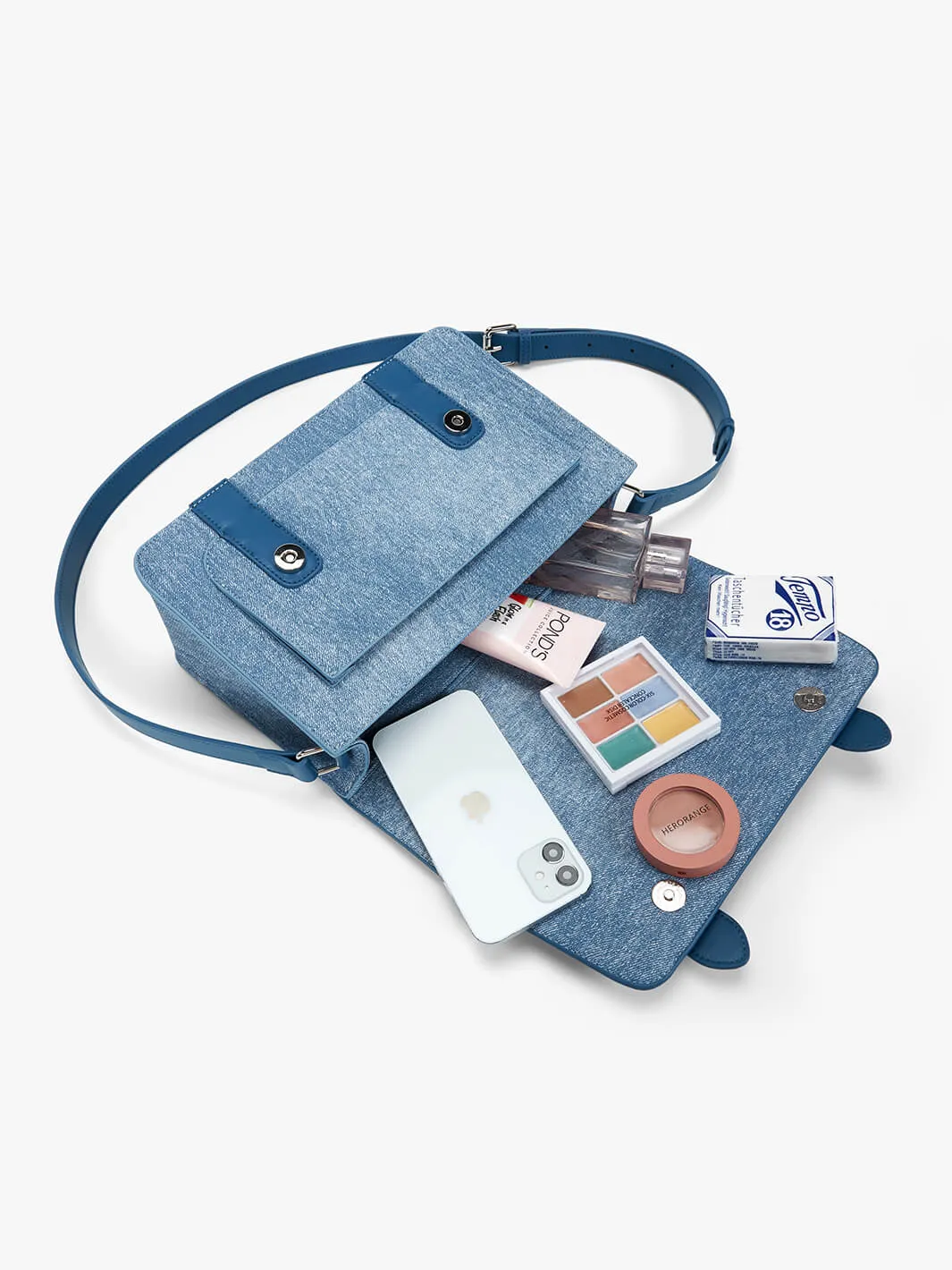 Jane Messenger Bag- Denim Leather