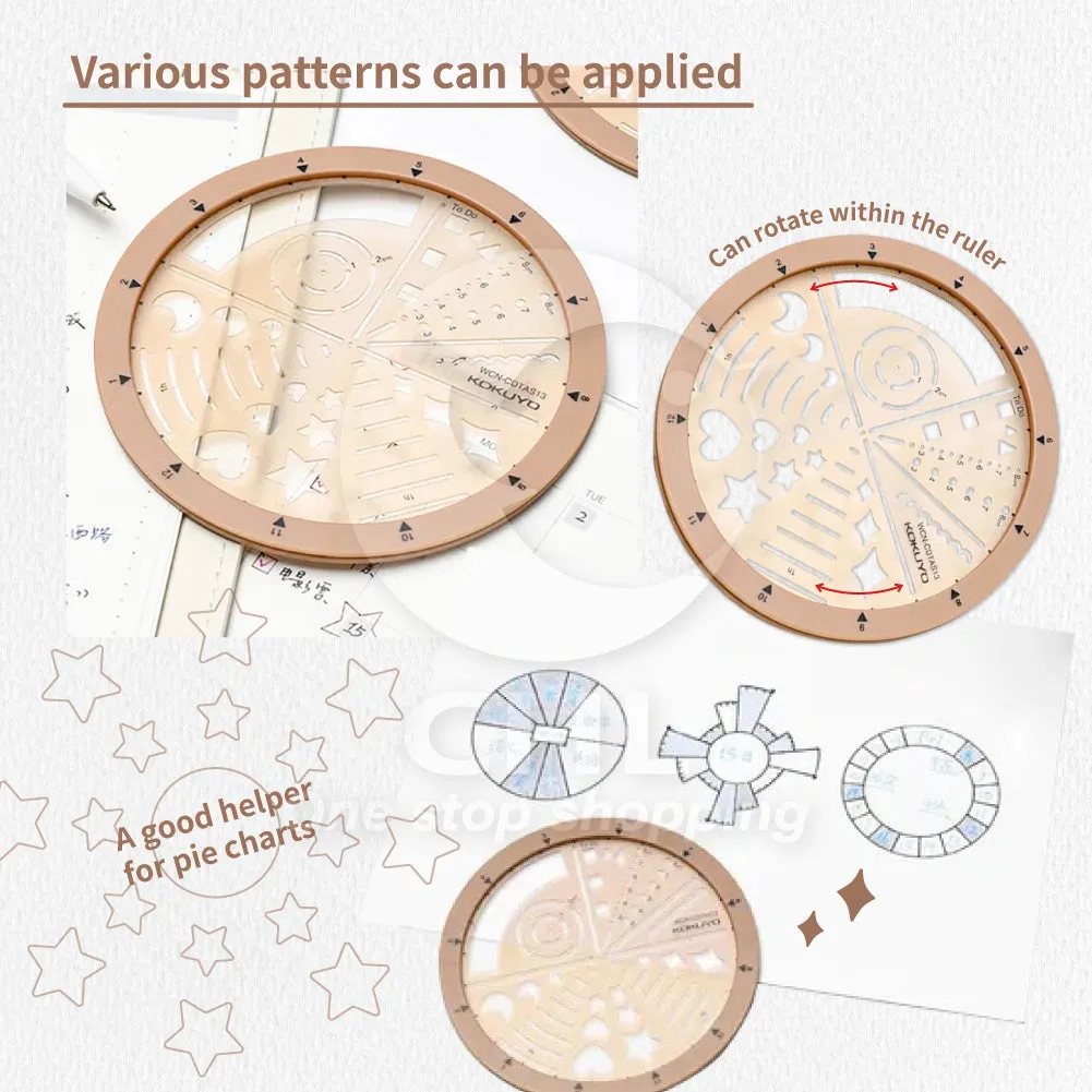 KOKUYO Campus Multifunctional Rotating Drawing Ruler Template Ruler Handbook DIY Icon Geometry Student Office Business