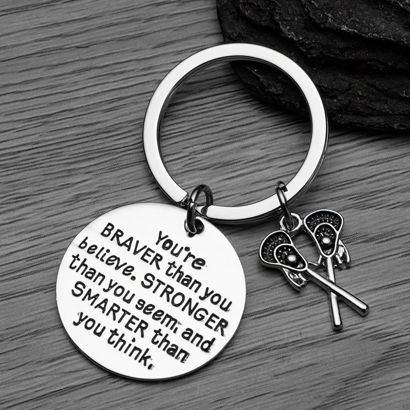 Lacrosse Keychain with Inspirational Charms