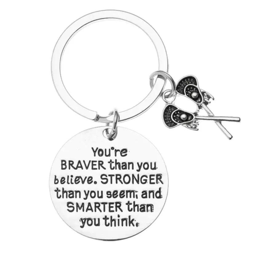 Lacrosse Keychain with Inspirational Charms