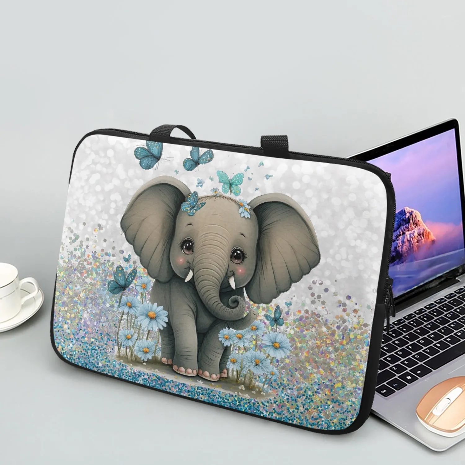 Laptop Sleeve with handles - Elephant