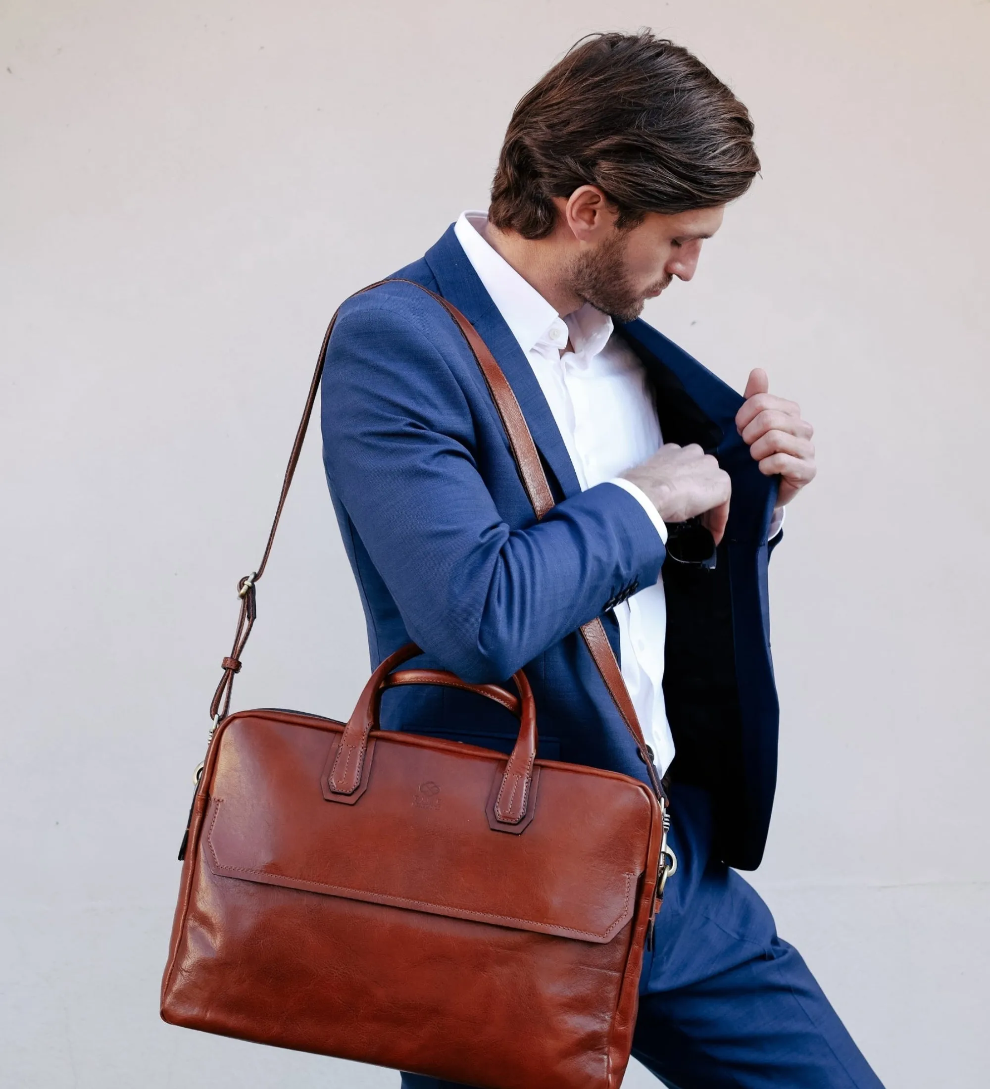 Large Leather Briefcase Laptop Bag - Nostromo