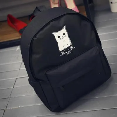 Lemon Kitten Japanese Cat Backpack For Women School Bag Canvas Teenage Girl Cartoon Backpack Mochila Escolar Women Backpack