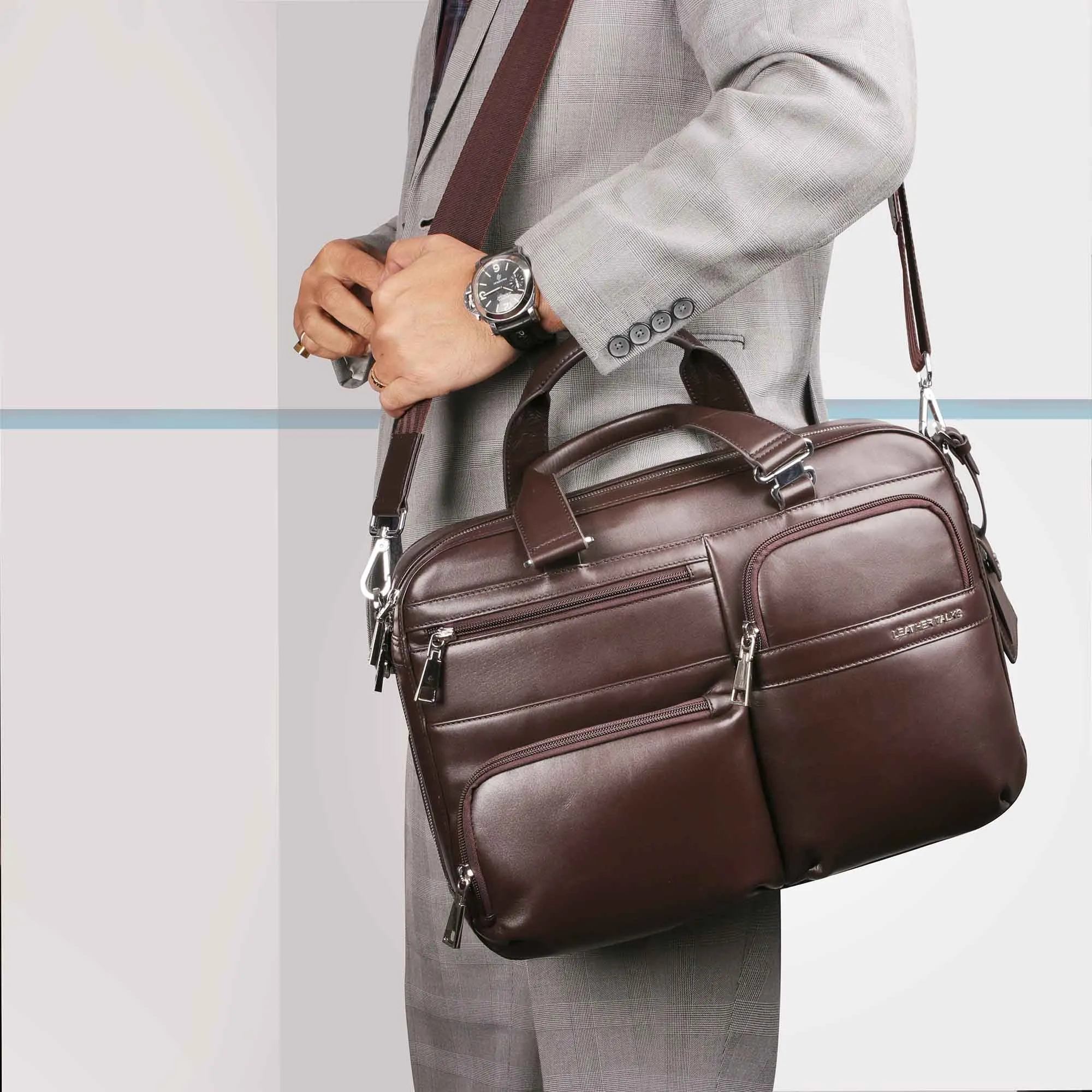 Luxury Corporate Diwai Gift | Jacob Folio Bag | Leather Briefcase For Men | Genuine Leather| Colour: Black