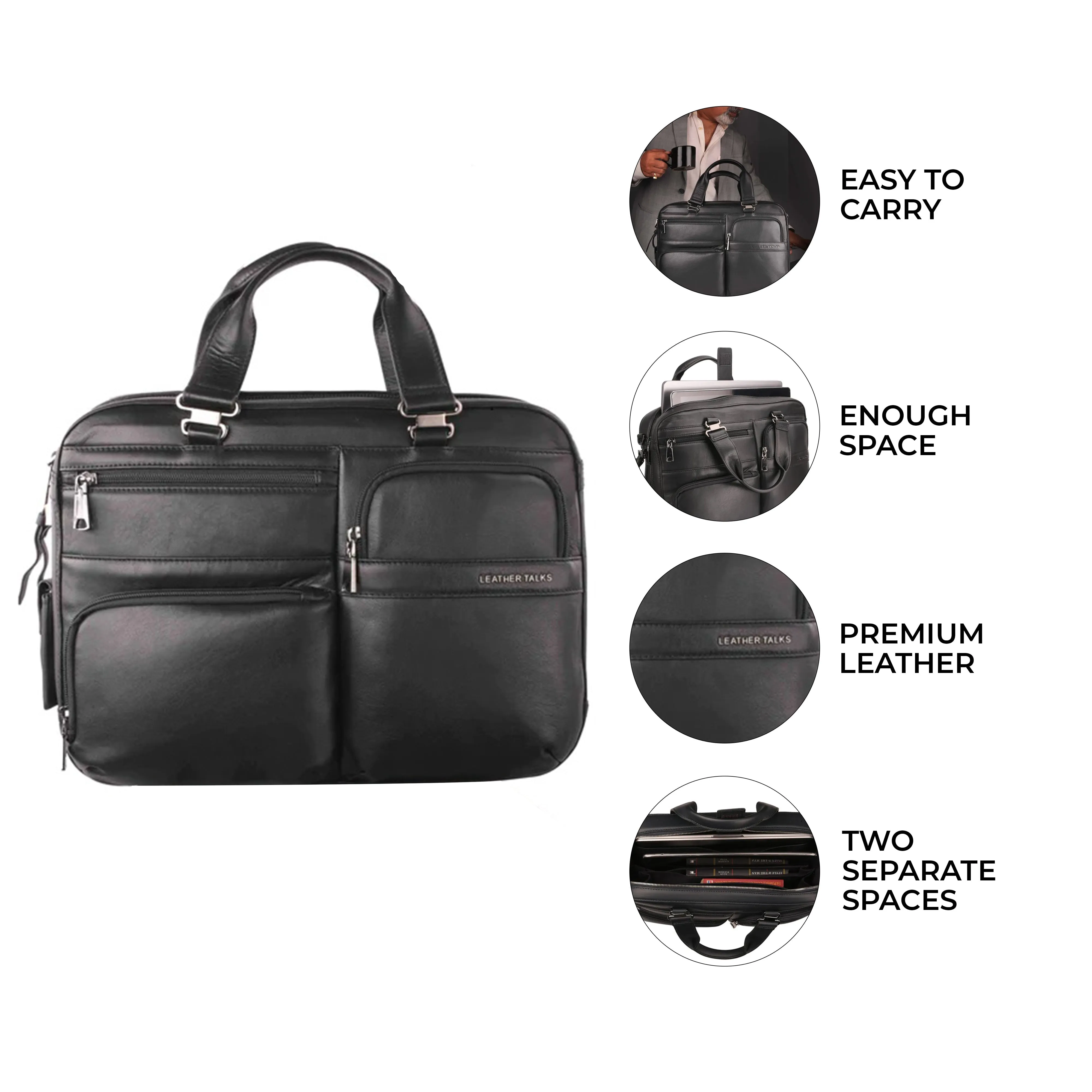 Luxury Corporate Diwai Gift | Jacob Folio Bag | Leather Briefcase For Men | Genuine Leather| Colour: Black