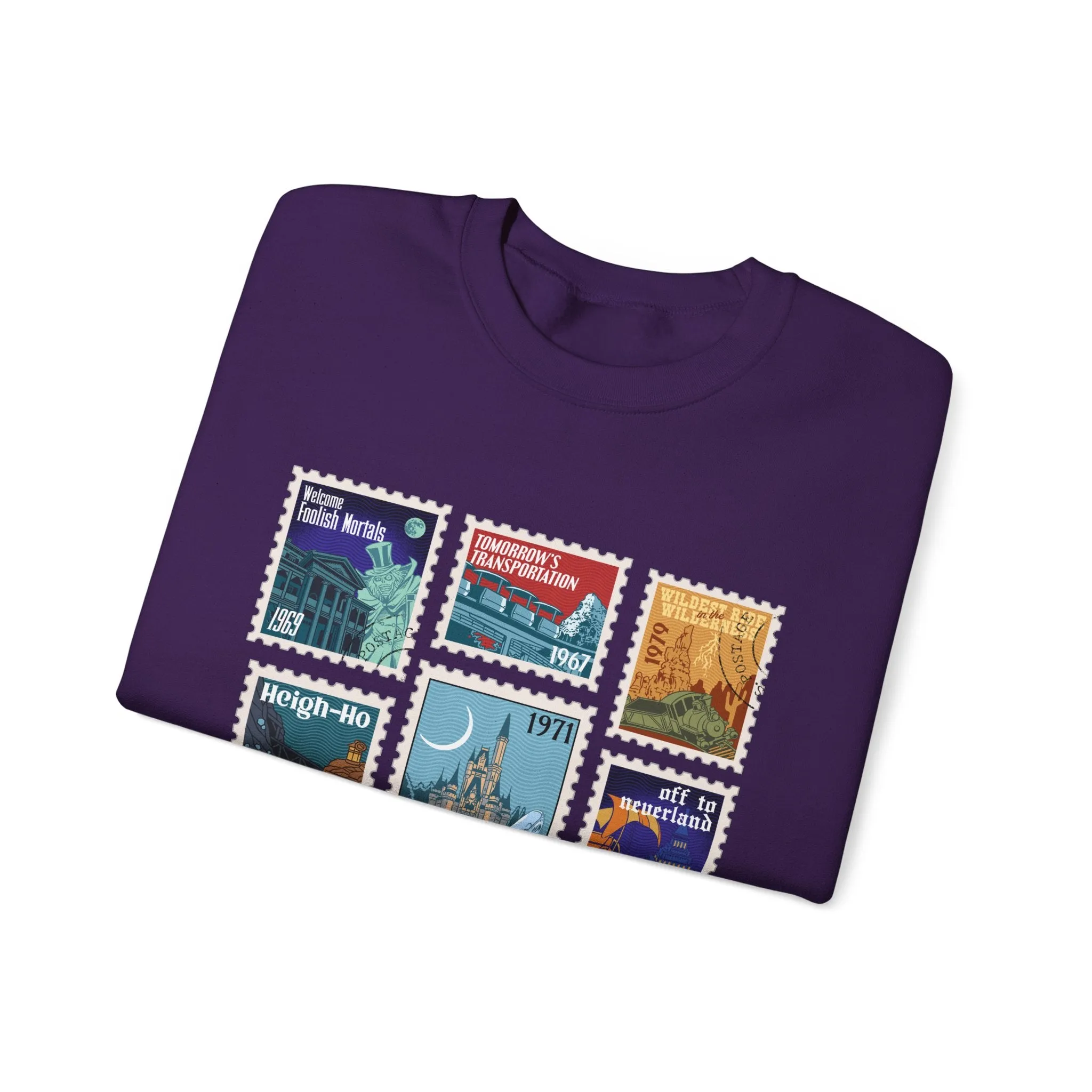 Magic Kingdom Vintage Stamps - Adult Crewneck Sweatshirt