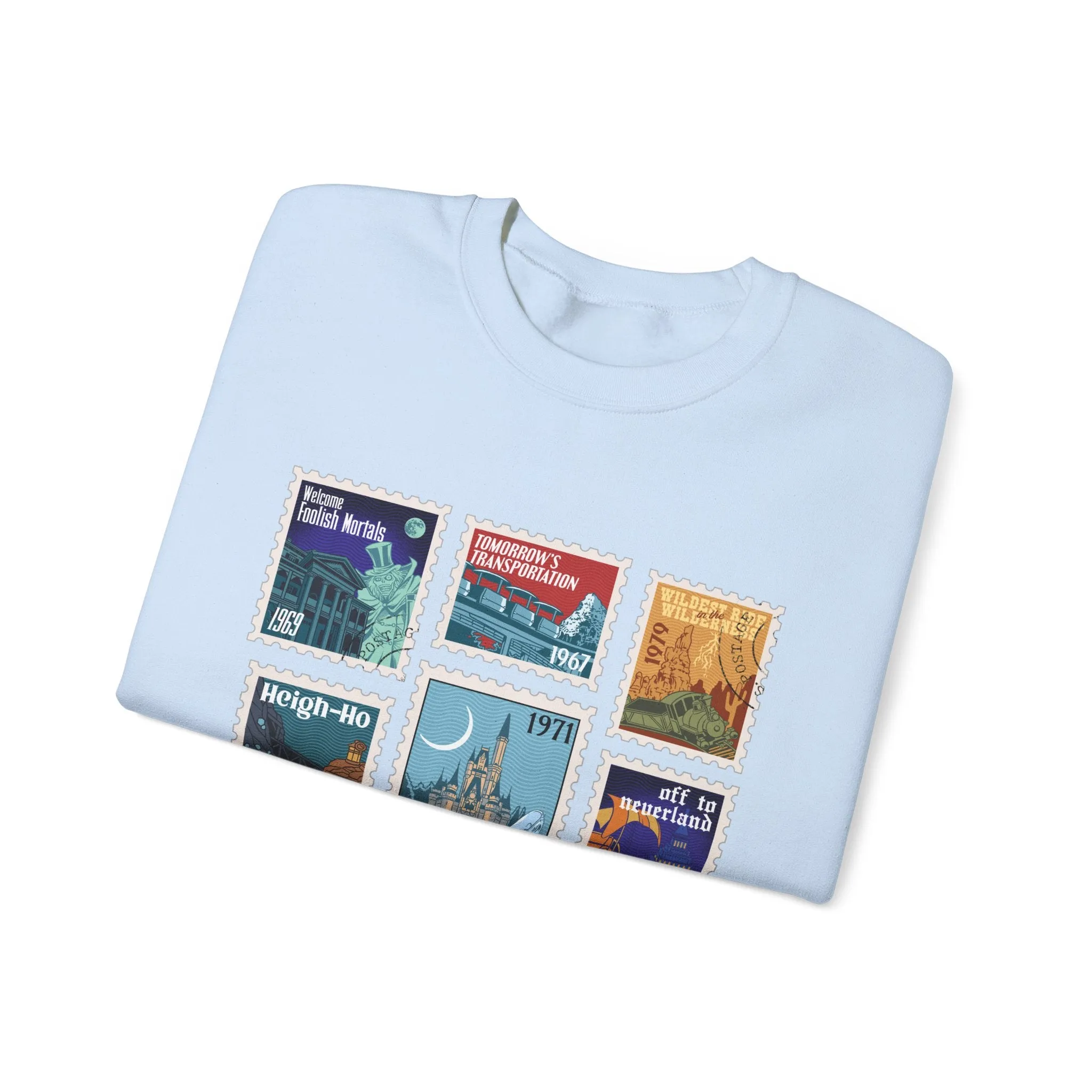 Magic Kingdom Vintage Stamps - Adult Crewneck Sweatshirt