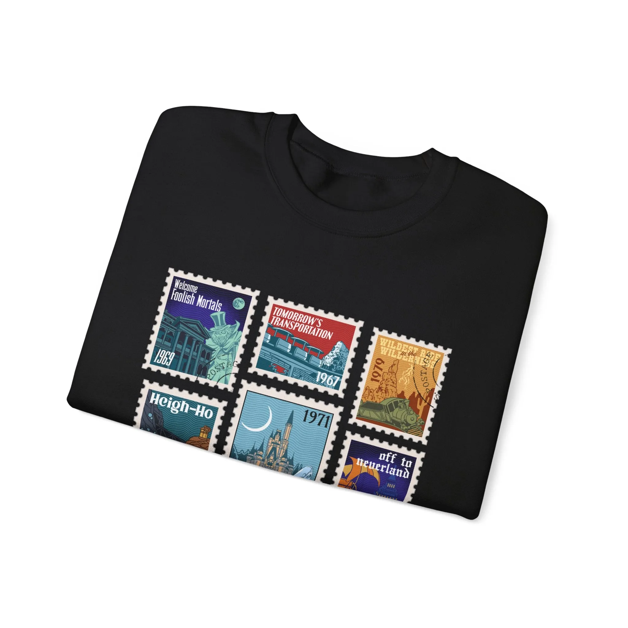 Magic Kingdom Vintage Stamps - Adult Crewneck Sweatshirt