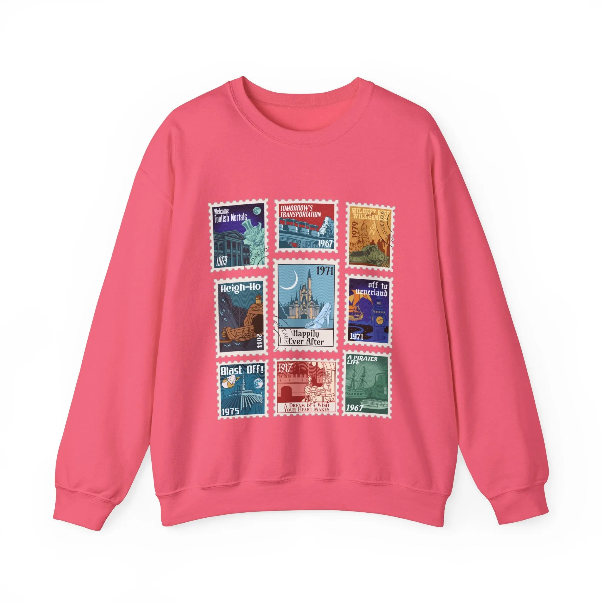 Magic Kingdom Vintage Stamps - Adult Crewneck Sweatshirt