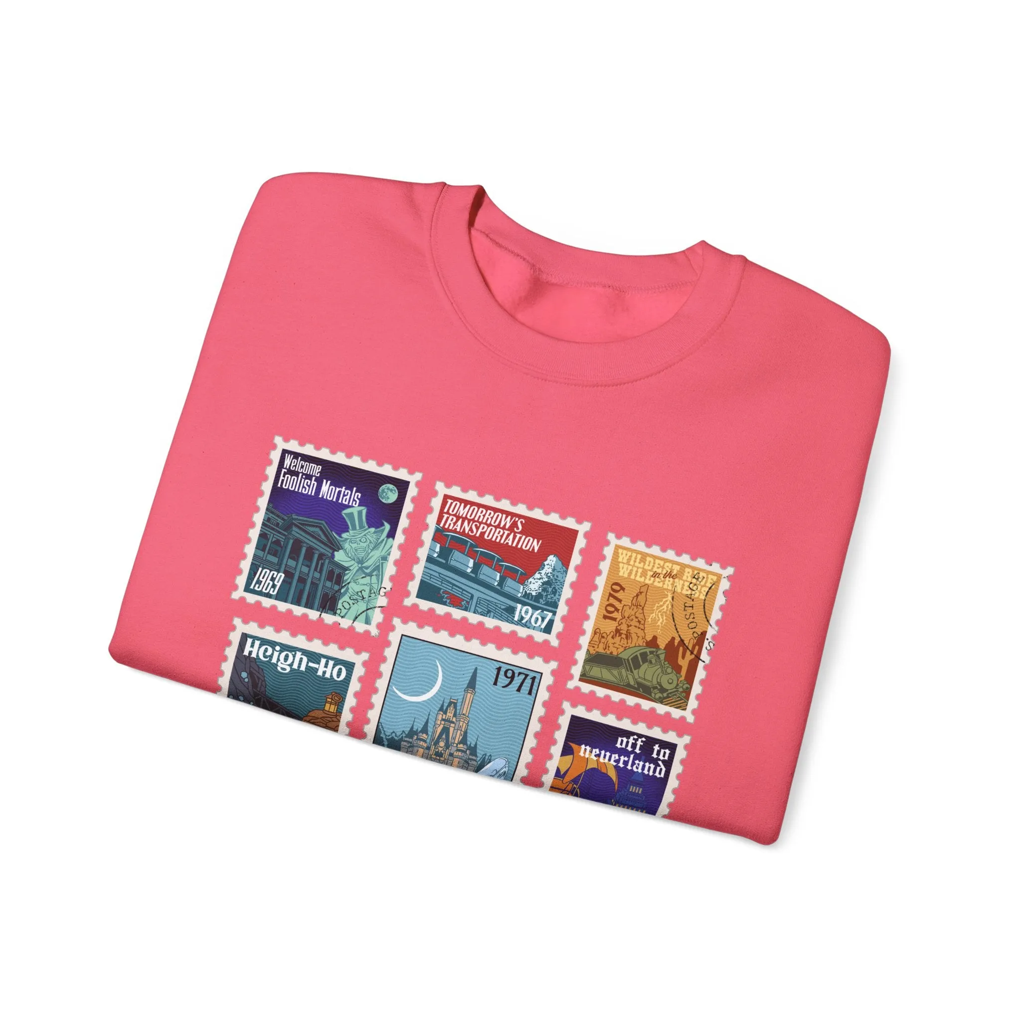 Magic Kingdom Vintage Stamps - Adult Crewneck Sweatshirt