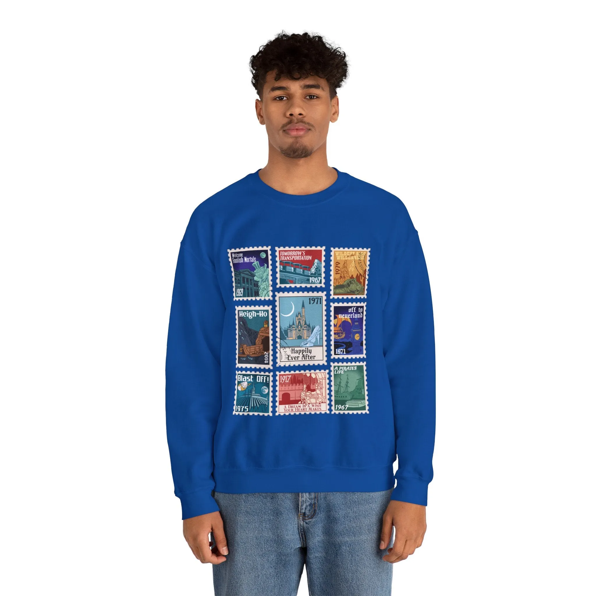 Magic Kingdom Vintage Stamps - Adult Crewneck Sweatshirt