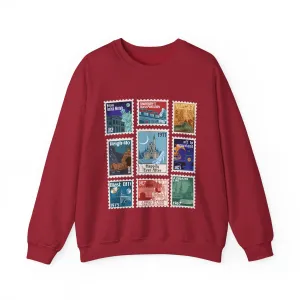 Magic Kingdom Vintage Stamps - Adult Crewneck Sweatshirt