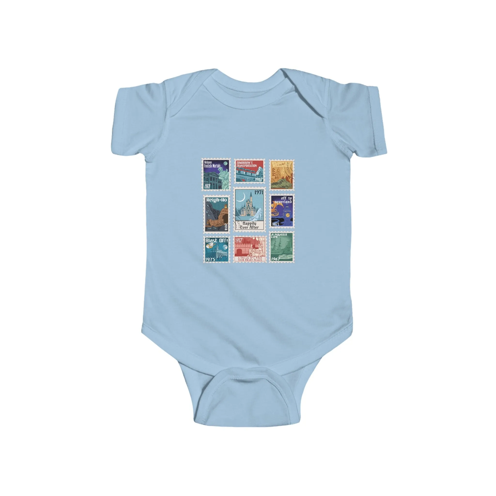 Magic Kingdom Vintage Stamps - Baby Onesie