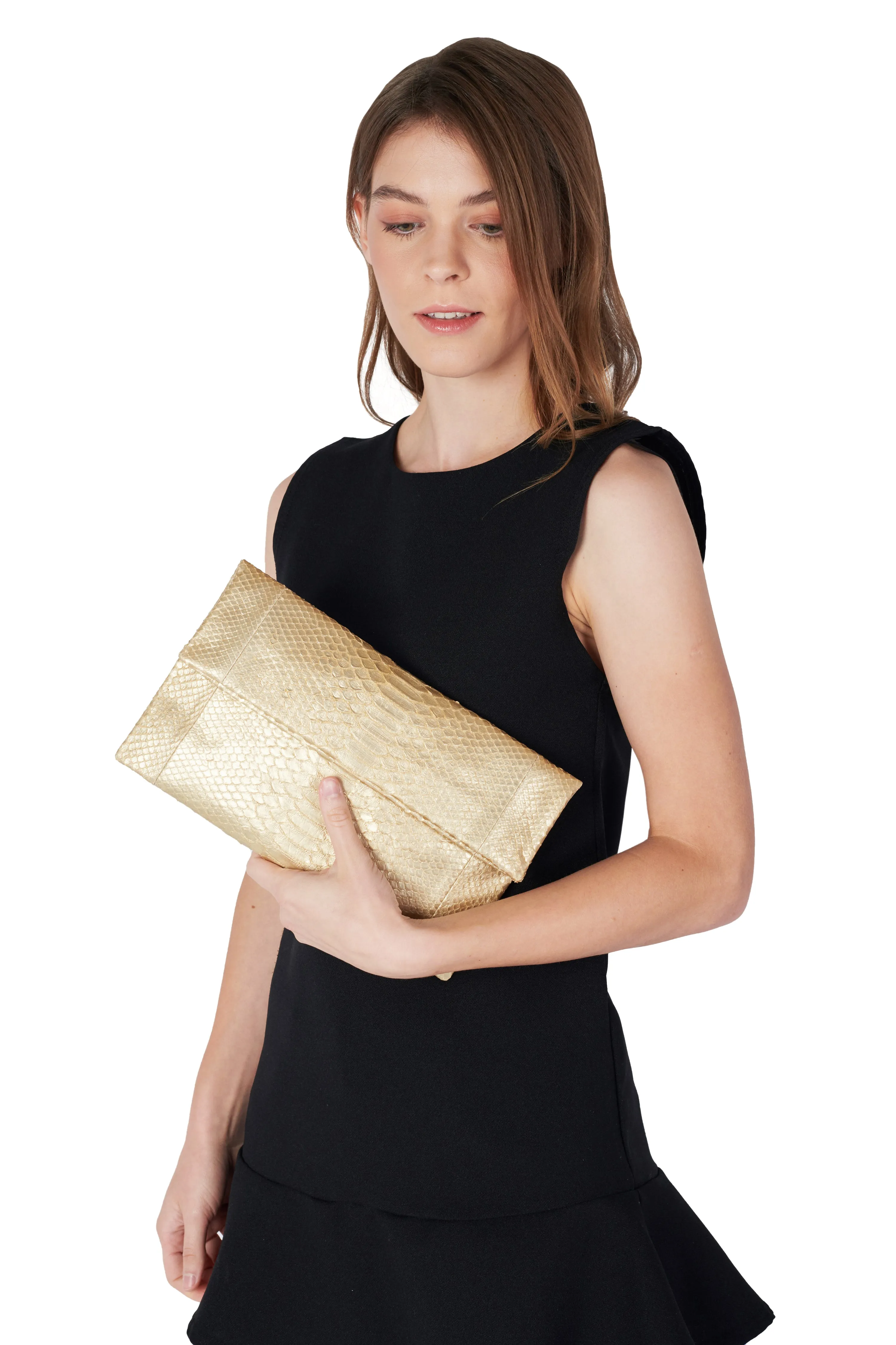 Mandalay Light Gold Foldover Clutch