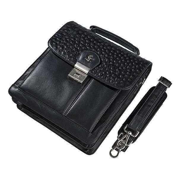 Men's Bag V | Black Leather Sling Bag For Men | Pure Leather | Detachable Sling Strap